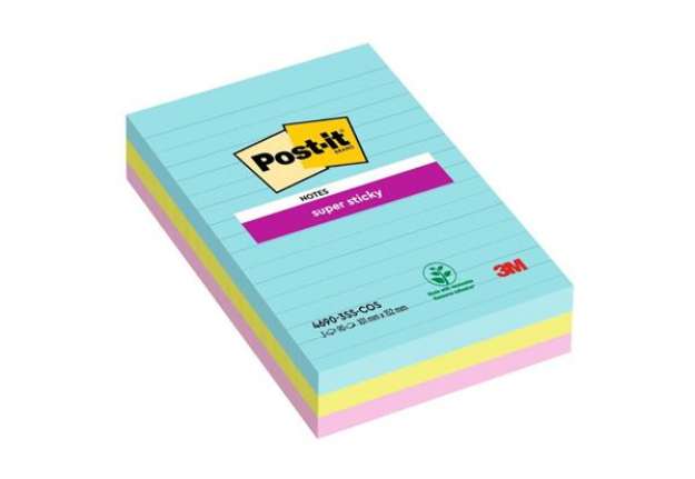 Immagine di Foglietti Post-it® Super Sticky XXL Cosmic a righe assortiti conf. 3 blocchetti da 90 ff - 4690-SS3