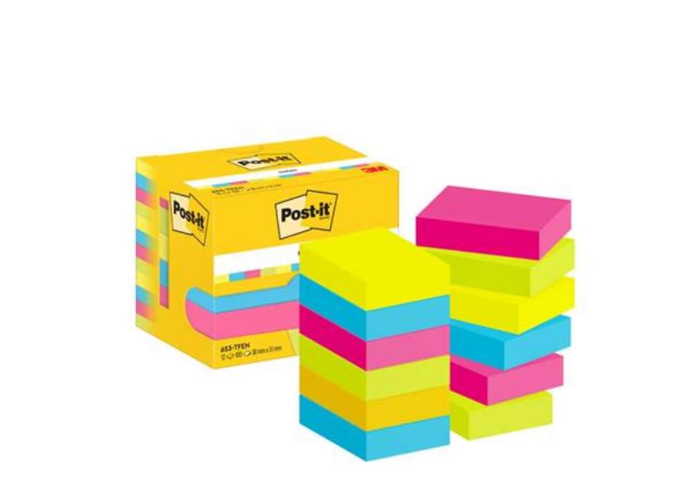 Immagine di Foglietti riposizionabili Post-it® Notes Energetic 51x38 mm neon assortiti conf. 12 blocchetti da 10