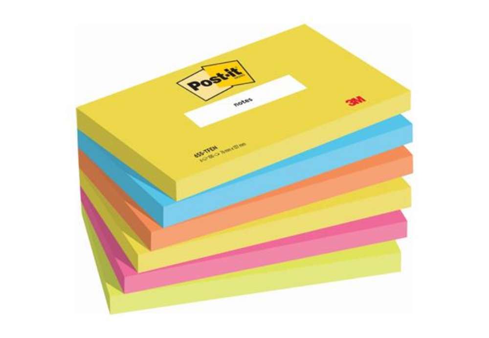 Immagine di Foglietti riposizionabili Post-it® Notes Energetic 76x127 mm neon assortiti conf. 6 blocchetti da 10