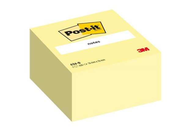 Immagine di Foglietti riposizionabili Post-it® Notes Cubo 76x76 mm 450 ff Giallo Canary™ 636-B