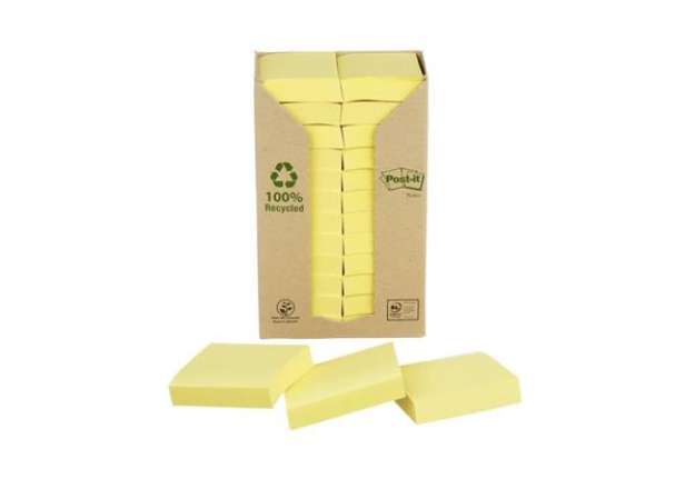 Immagine di Foglietti Post-it® Notes Giallo Canary™ 38x51 mm carta riciclata torre da 24 blocchetti da 100 ff -