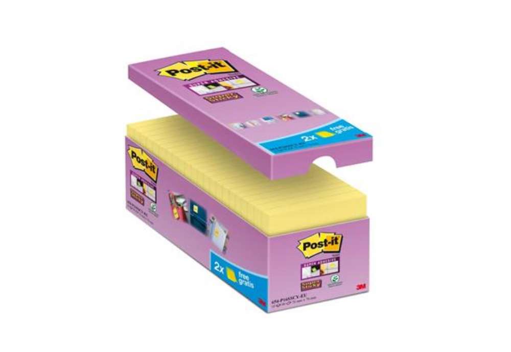 Immagine di Foglietti Post-it® Super Sticky Giallo Canary™ cf 14 blocchetti + 2 gratis da 90 ff - 654-P16SSCY-EU