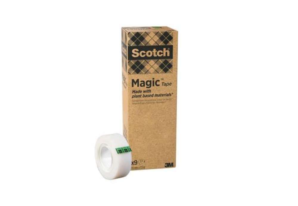 Immagine di Nastro adesivo Scotch® Magic™ Più Verde 19 mm x 33 m trasparente opaco - torre da 9 rotoli - 900-193