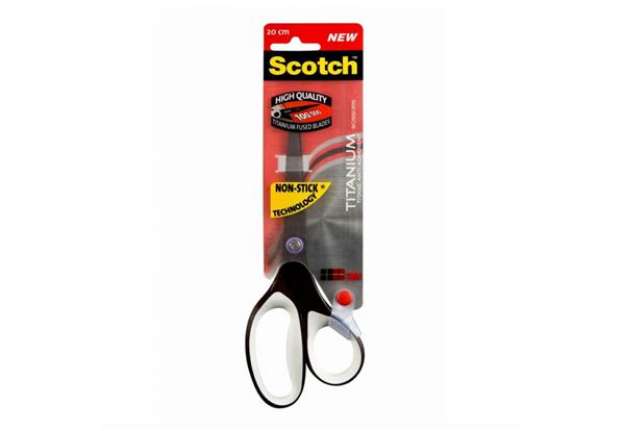 Immagine di Forbici professionali Scotch® Titanium Non-Stick asimmetrica bianco/nero 20 cm 1468TNS-MIX