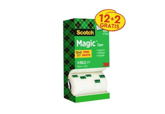 Immagine di Nastro adesivo Scotch® Magic™ 810 19 mm x 33 m trasparente opaco Value Pack 12 rotoli +2 GRATIS - 8-