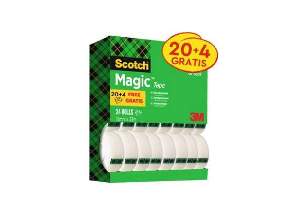 Immagine di Nastro adesivo Scotch® Magic™ 810 19 mm x 33 m trasparente opaco Value Pack 20 rotoli + 4 GRATIS - 8