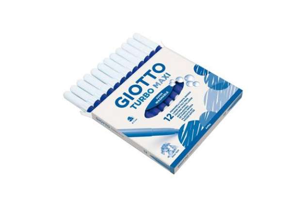 Immagine di Pennarello GIOTTO Turbo Maxi punta grossa in fibra 5 mm blu oltremare Conf. 12 pezzi - F456032