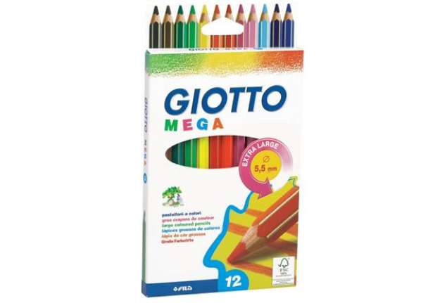 Immagine di Matite colorate GIOTTO Mega assortiti  astuccio da 12 - F225600