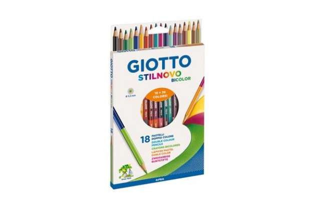 Immagine di Matite colorate GIOTTO Stilnovo Bicolor assortiti astuccio da 18 - F257200