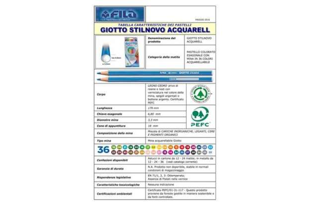 Immagine di Matite acquarellabili GIOTTO Stilnovo Acquarell assortiti scatola in metallo da 12 - F256200