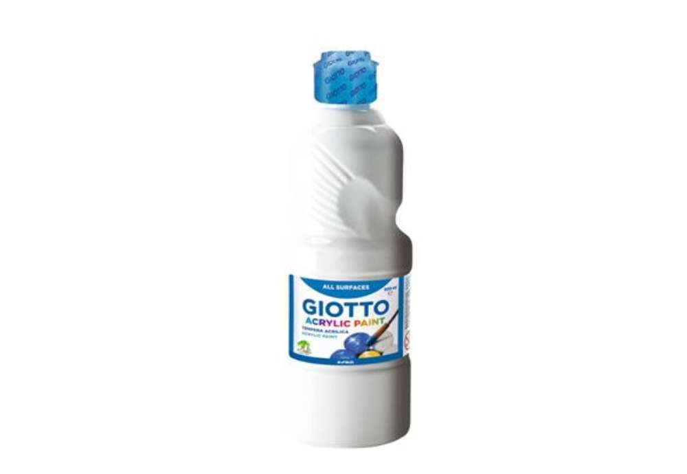 Immagine di Tempera a base acrilica GIOTTO Acrylic Paint flacone 500 ml bianco F53370100