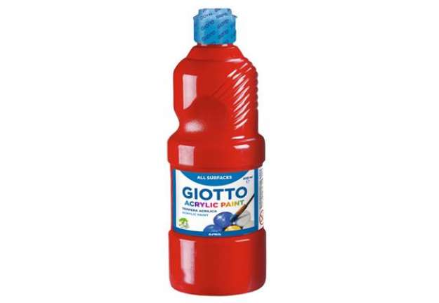 Immagine di Tempera a base acrilica GIOTTO Acrylic Paint flacone 500 ml rosso F53370800
