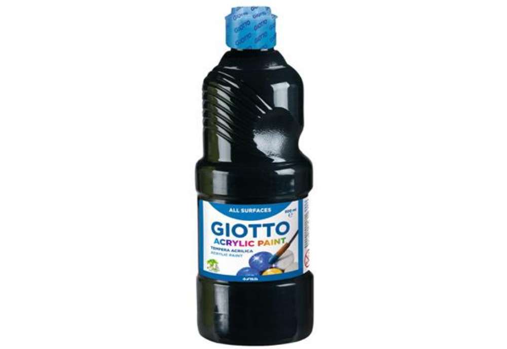 Immagine di Tempera a base acrilica GIOTTO Acrylic Paint flacone 500 ml nero F53372400