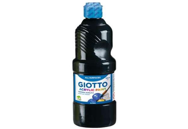 Immagine di Tempera a base acrilica GIOTTO Acrylic Paint flacone 500 ml nero F53372400