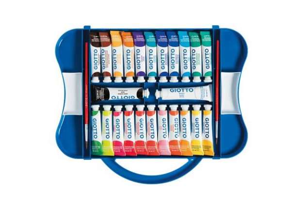 Immagine di Tempere GIOTTO Extra 12 ml assortiti scatola da 24 tubetti +2 pennelli F30510000