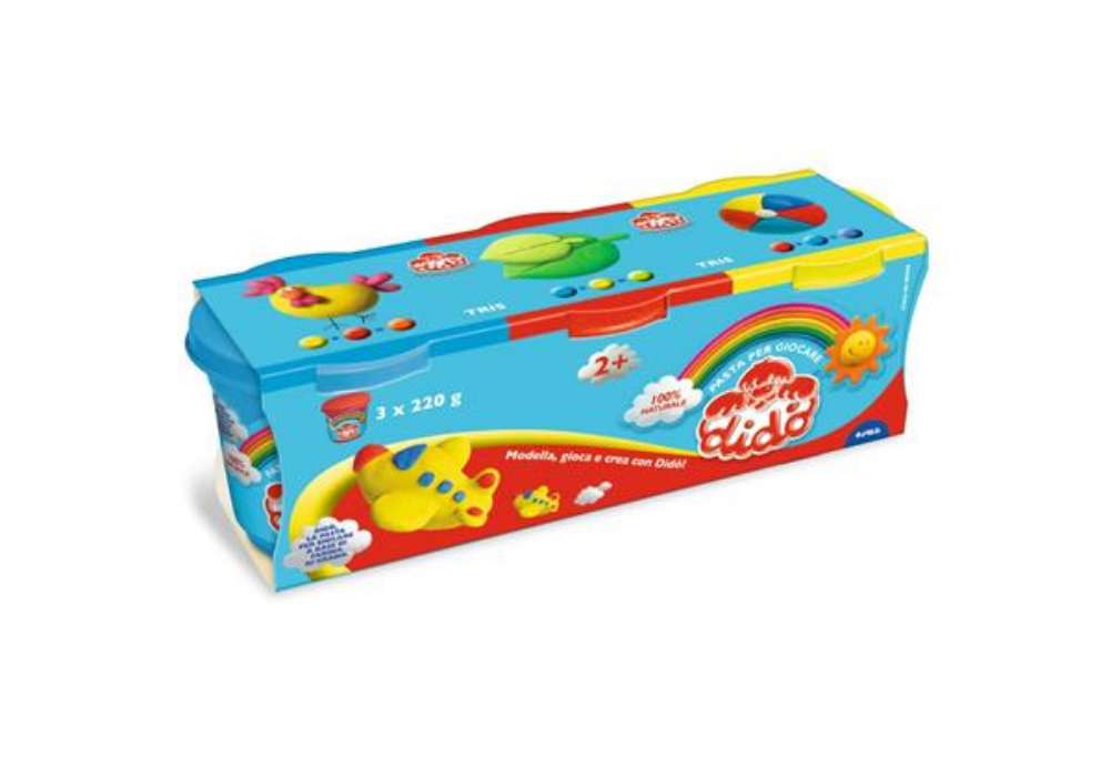 Immagine di Pasta per giocare DIDO' Tris barattoli 220 g giallo/rosso/azzurro F390460