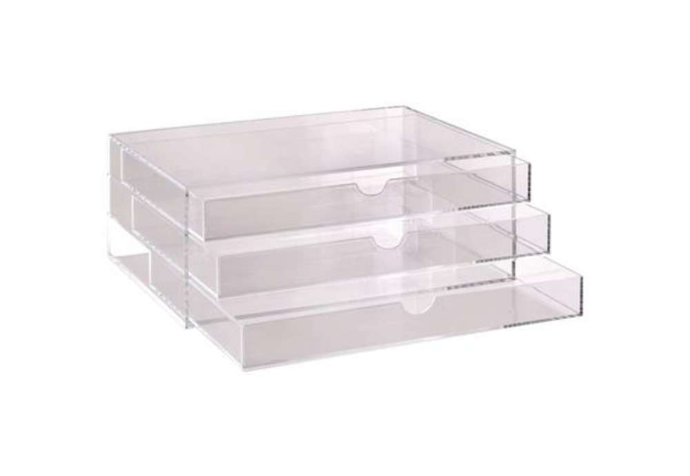 Immagine di Cassettiera da banco TECNOSTYL in acrilico con divisori 32,5x23,5x13 cm trasparente - ACRD040
