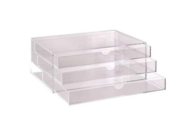 Immagine di Cassettiera da banco TECNOSTYL in acrilico con divisori 32,5x23,5x13 cm trasparente - ACRD040
