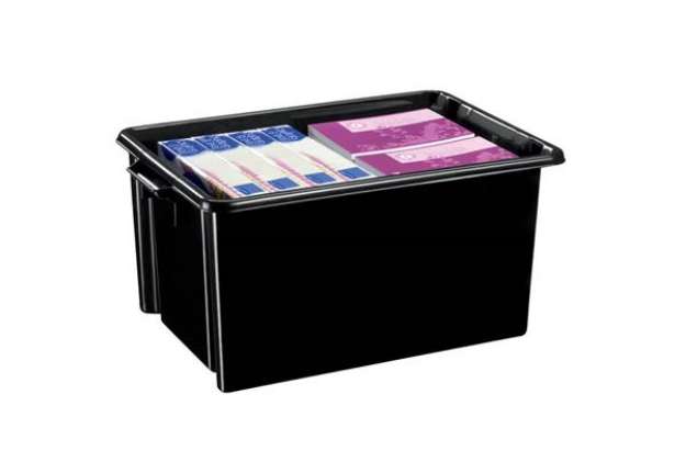 Immagine di Contenitore Jumbo impilabile in polipropilene 48,5 L Strata riciclato nero - 2000480160