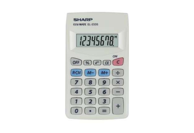Immagine di Calcolatrice tascabile SHARP con display a 8 cifre bianco SH-EL233SB