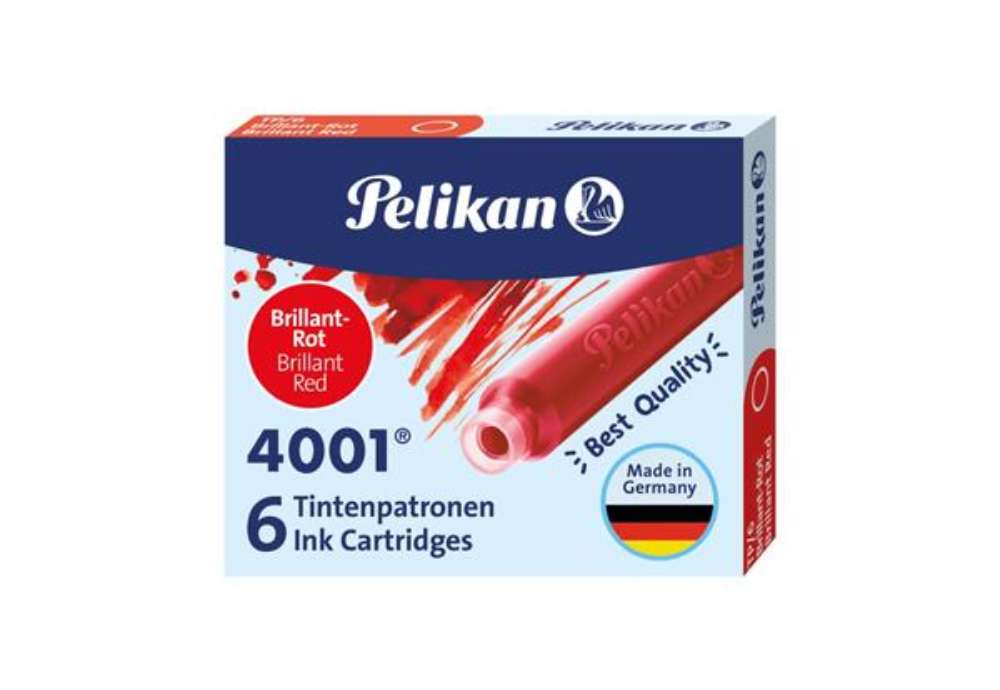 Immagine di Cartuccia per stilografica Pelikan TP/6 rosso brillante astuccio da 6 - 400142567