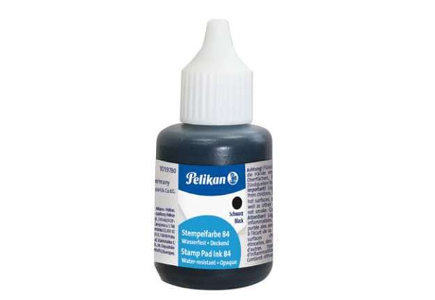 Immagine di Inchiostro per timbri idrorepellente Pelikan tipo 84 flacone 30 ml nero 351460