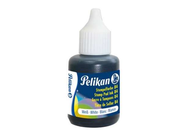 Immagine di Inchiostro per timbri idrorepellente Pelikan tipo 84 flacone 30 ml bianco 351502