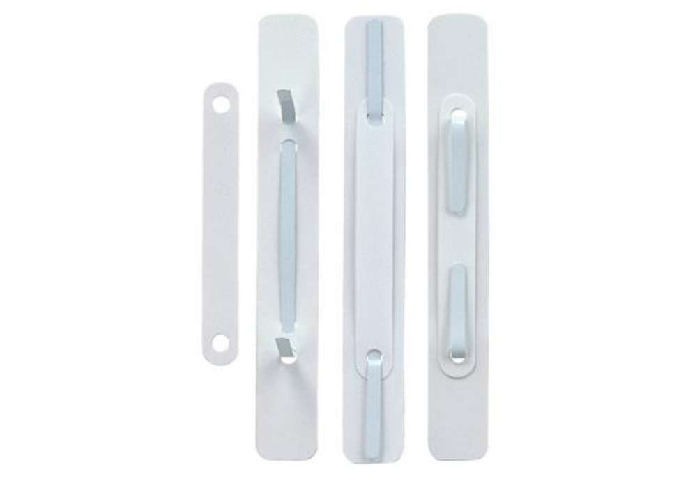 Immagine di Fermafogli adesivi fastener Sei Rota con pressino bianco - passo 80 mm - conf. 100 pz. - 620045