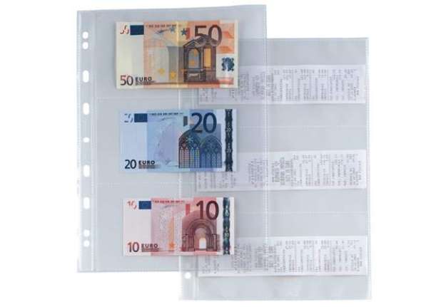 Immagine di Buste porta banconote scontrini foratura universale Sei Rota Atla 6 spazi 9,5x19 cm trasparente - co