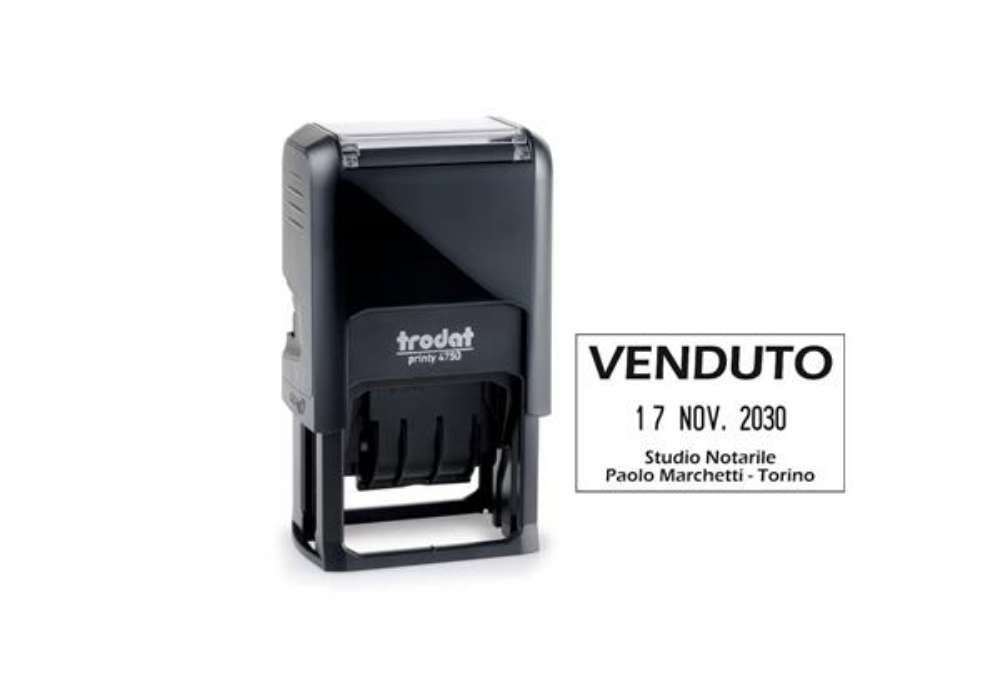 Immagine di Datario autoinchiostrante con testo personalizzabile Trodat PRINTY 4750 4.0 in plastica 41x24 mm ner