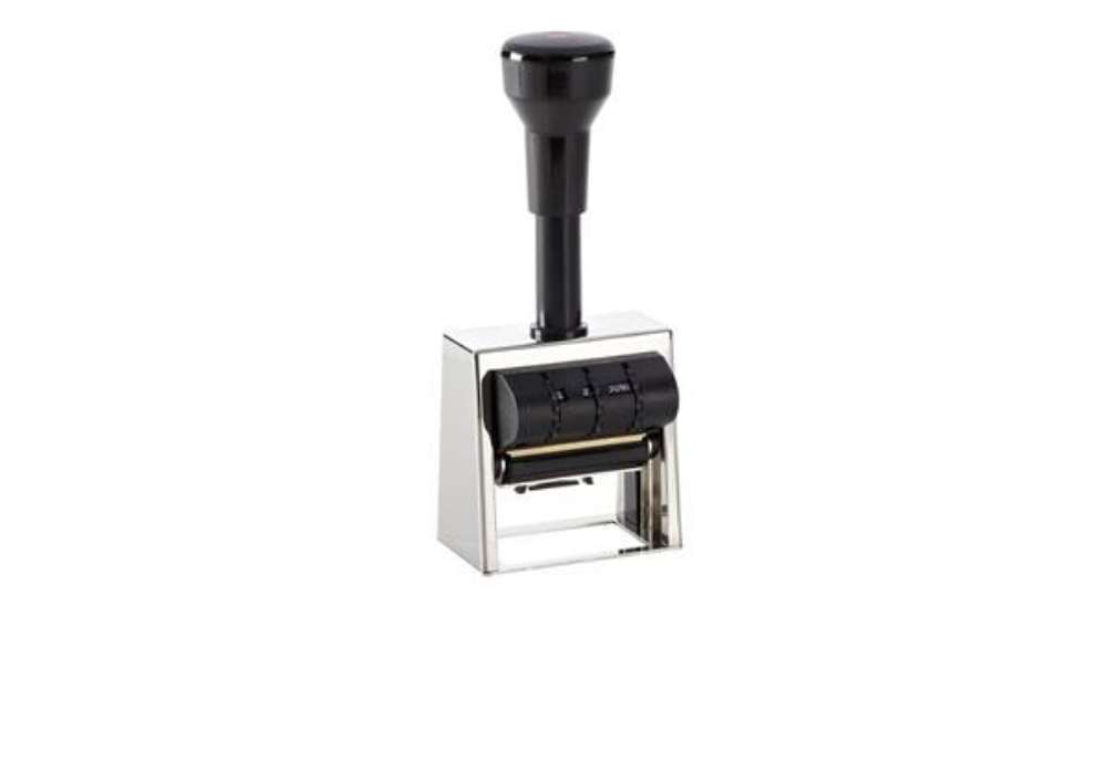 Immagine di Datario in metallo con piastra in ottone personalizzabile Reiner D53V 50x30 mm metallo - 151580