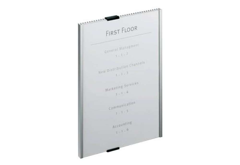 Immagine di Targhe DURABLE INFO SIGN alluminio/acrilico trasparente/argento metallizzato 210x297 mm - 480623