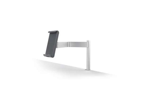 Immagine di Porta tablet da tavolo Durable, morsetto e braccio di supporto estensibile argento metallizzato 10x4