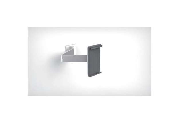 Immagine di Porta tablet da muro DURABLE con braccio estensibile argento metallizzato 9,5x22,5x17cm - 893423