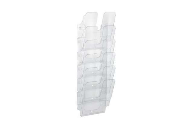 Immagine di Espositore da parete DURABLE FLEXIPLUS 6 comparti A4 polistirolo trasparente 24,7x10x108 cm - 170000