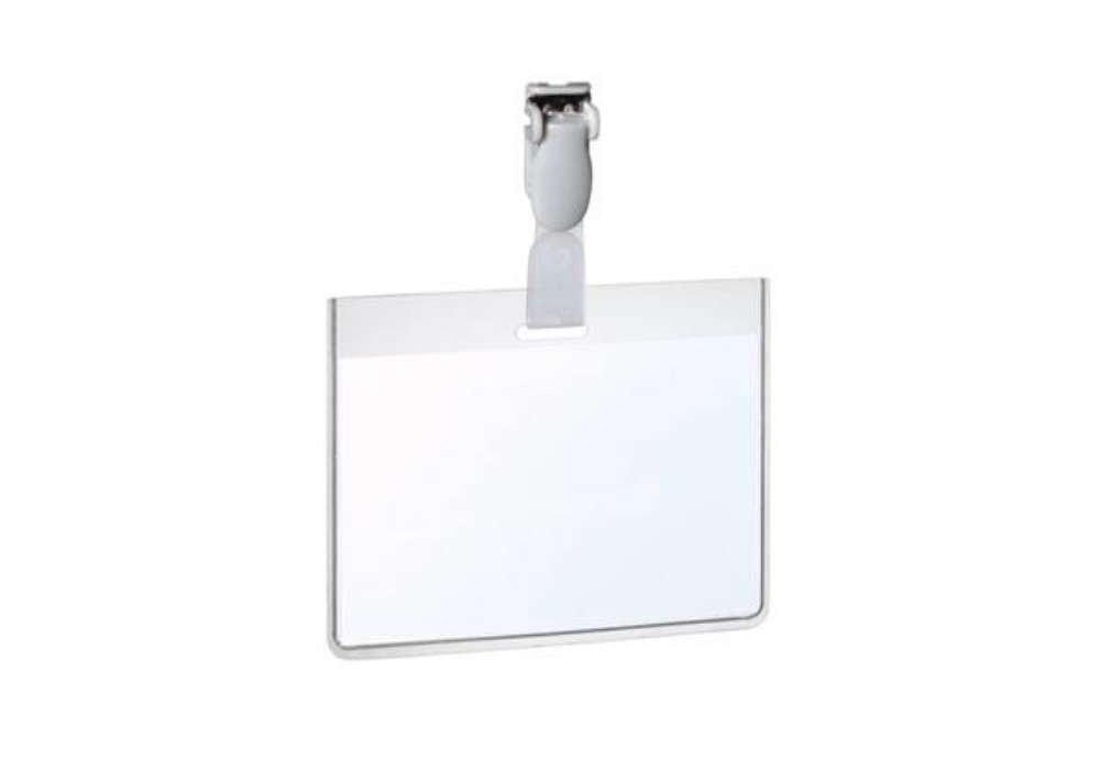 Immagine di Portanomi con clip DURABLE EUROBADGE tasca chiusa pvc trasparente inserto 90x60 mm  conf. 25 - 81431
