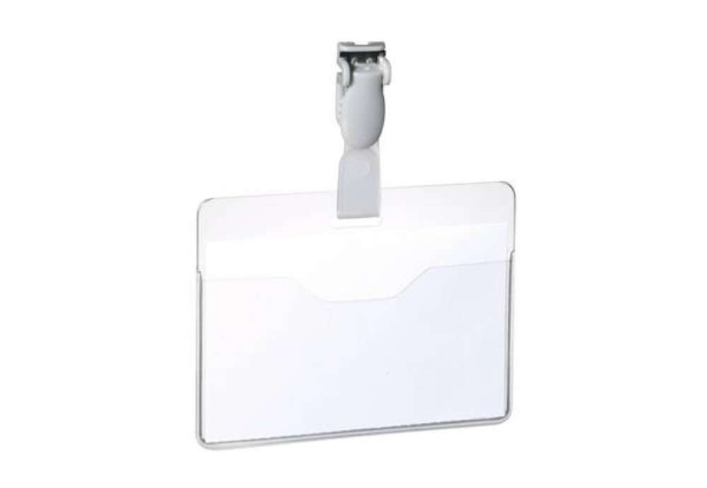 Immagine di Portanomi con clip DURABLE EUROBADGE tasca aperta plastica trasparente inserto 60x90mm  conf. 25 - 8