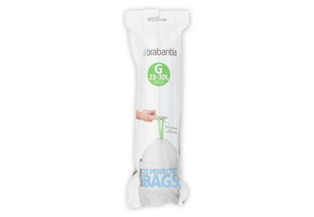Immagine di Sacchi immondizia per rifiuti inorganici Brabantia PerfectFit G 23-30 L 41,2x76 cm - 25 µm bianco -