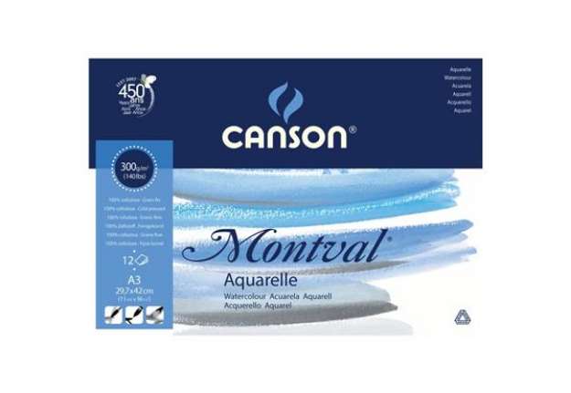 Immagine di Blocco collato Canson Linea Acquerello Montval bianco 300 g/m² 12 fogli 24x32cm C200807319