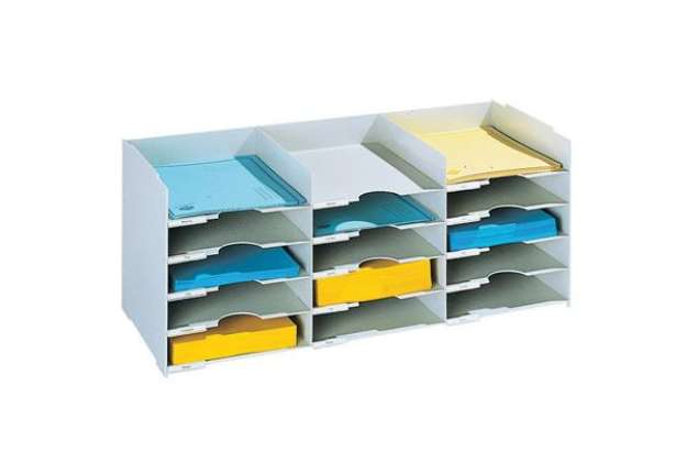 Immagine di Schedario portacorrispondenza Paperflow componibile  a 15 cassetti grigio 67x30,4x31,3 cm - K421302
