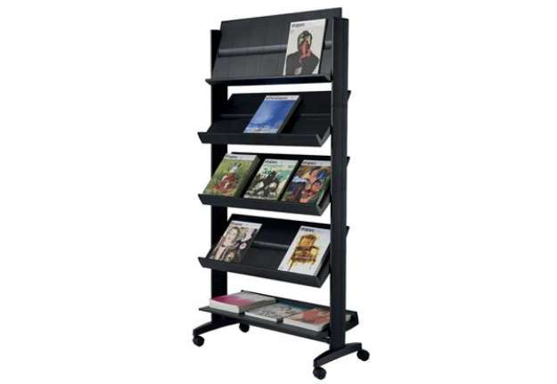 Immagine di Portariviste da terra Paperflow large 5 ripiani con ruote nero - 85,5x38,5x167,5 cm - K502551