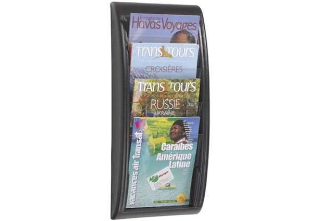 Immagine di Espositore da muro Paperflow Quick Fit A4 componibile 4 tasche alluminio K540615