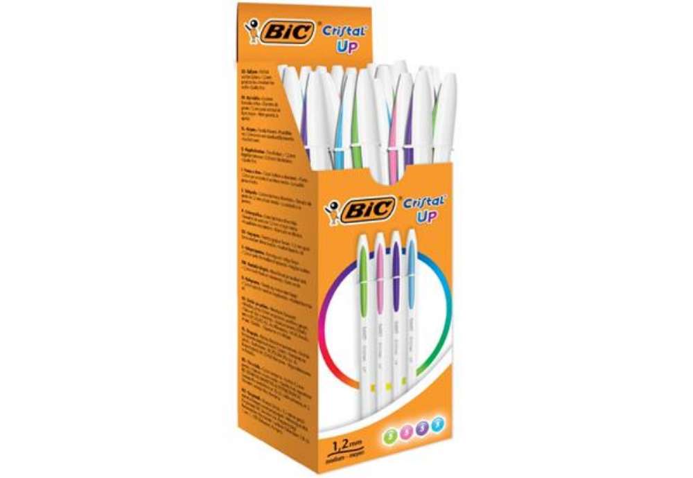 Immagine di Penna a sfera con cappuccio BIC Cristal UP M 1,2 mm assortiti scatola da 20 - 950446