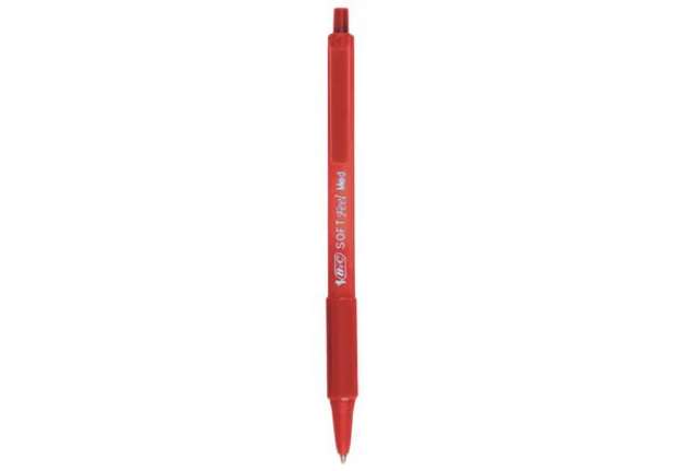 Immagine di Penna a sfera a scatto BIC SoftFeel Clic Grip M 1 mm rosso Conf. 12 pezzi - 837399