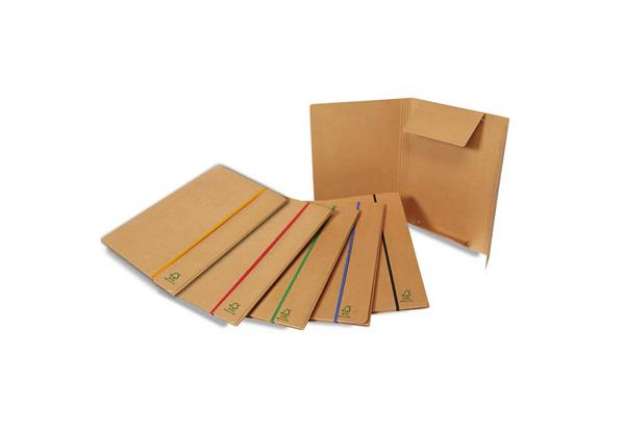 Immagine di Cartelline con elastico piatto EURO-CART 25x35 cm dorso 4 cm avana conf. da 5 pezzi - FMCXCPEECOAV
