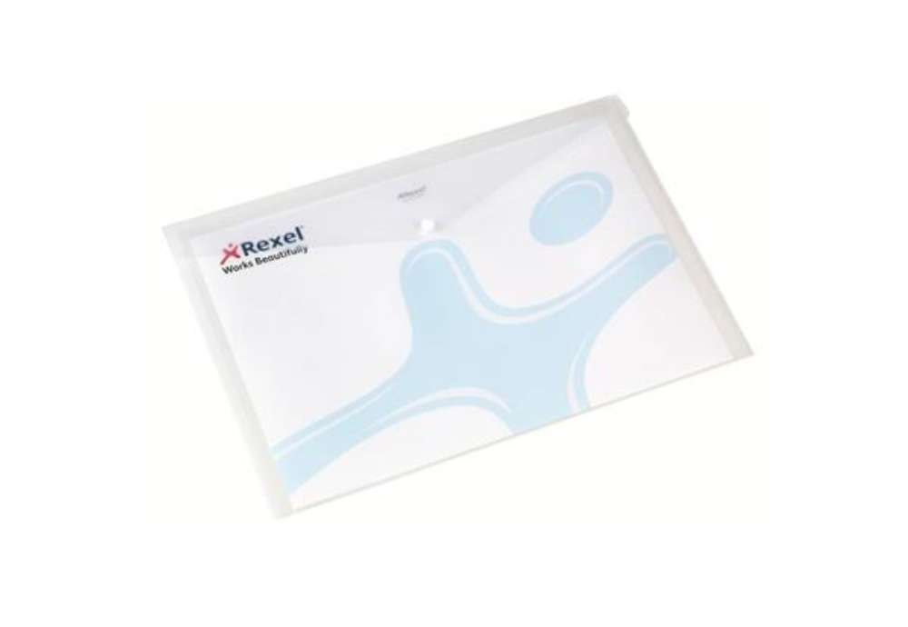 Immagine di Buste trasparenti con bottone Rexel Ice 32,3x45,8 cm A3 conf. da 5 - 16131WH