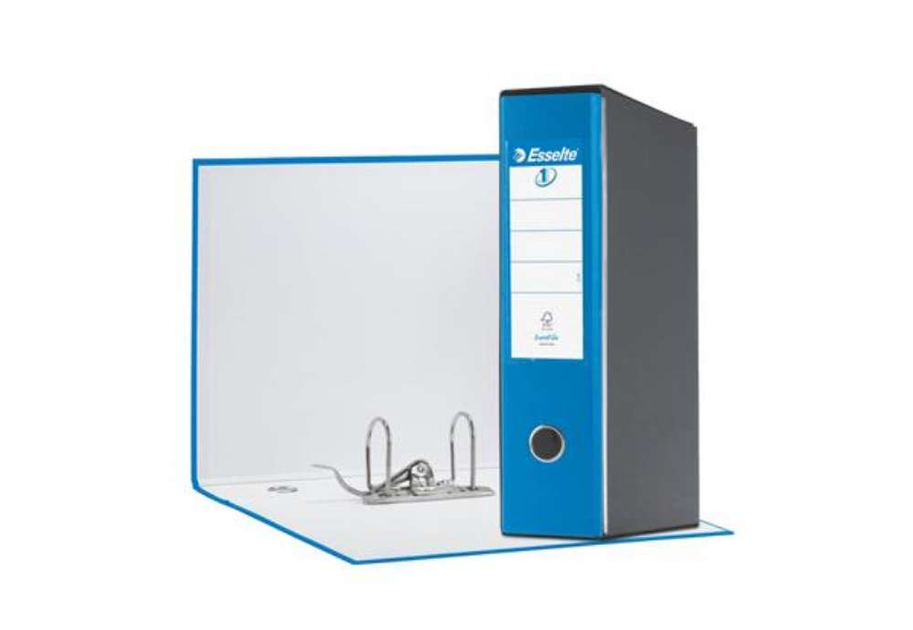 Immagine di Registratore con custodia Esselte G55 Eurofile protocollo dorso 8 cm cartone rivestito in PP blu viv