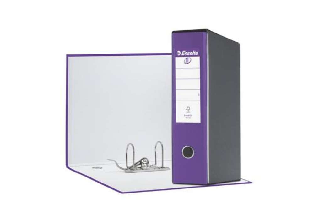 Immagine di Registratore con custodia Esselte G55 Eurofile protocollo dorso 8 cm cartone rivestito in PP  lilla