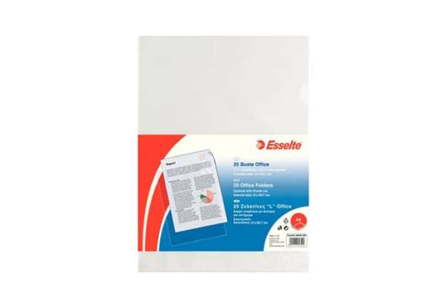 Immagine di Buste a L non perforate Esselte OFFICE PP antiriflesso trasparente A4 goffrate conf.25 - 392581200