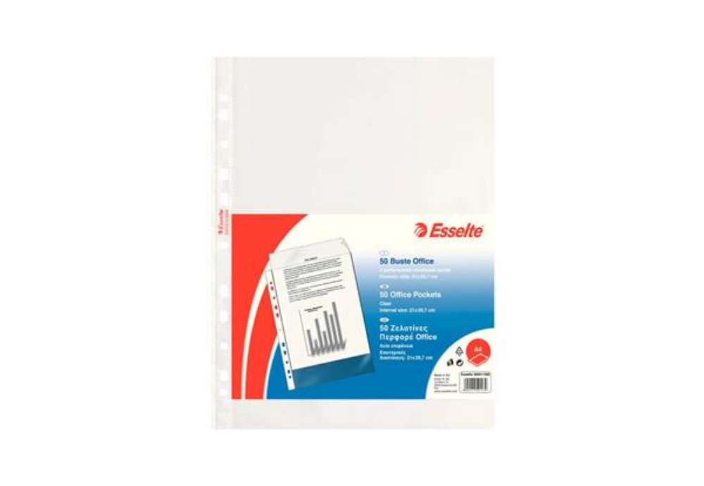 Immagine di Buste a perforazione universale lisce Esselte Copy Safe 21x29,7 cm PP Office medio spessore - conf.5